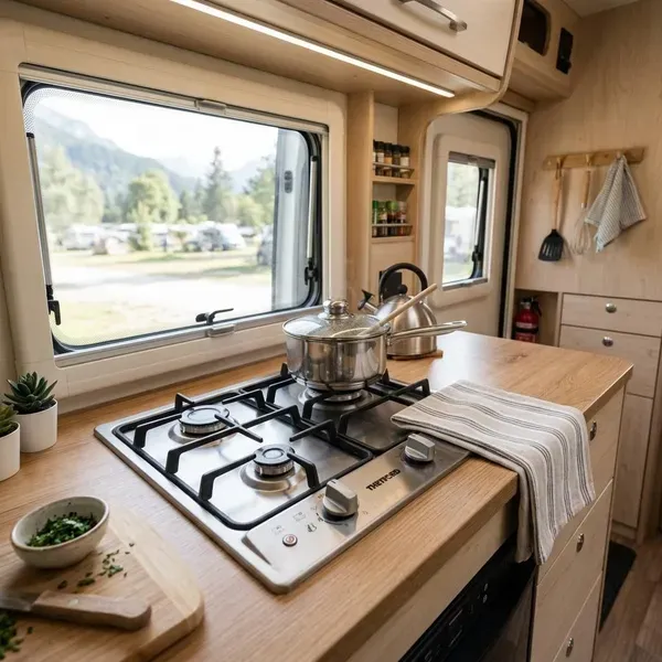 Ruimte en maat bij een camper kookplaat 3 pits
