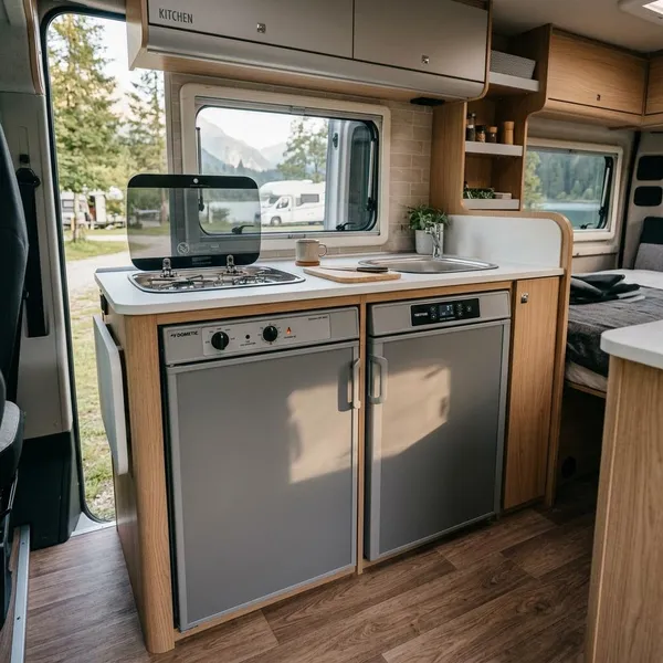 Gas en stroom bij een absorptiekoelkast in de camper