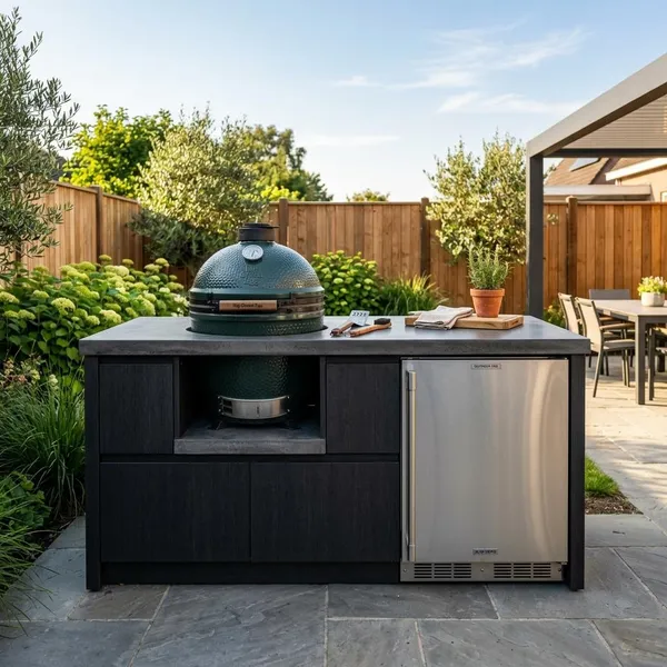 buitenkeuken kamado met koelkast