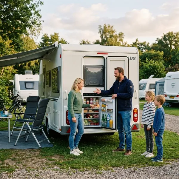 Past een hoge koelkast in jouw caravan