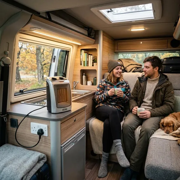 Elektrische kachel of gaskachel op de camping