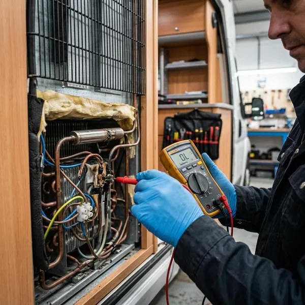Spanning meten bij de koelkast