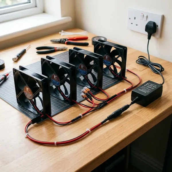 Pc ventilator aansluiten op een adapter