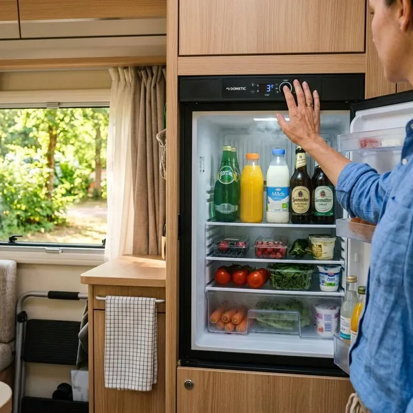 Welke stand kies je voor de koelkast in de camper