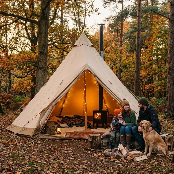 Veilig kamperen in een tipi tent met kachel